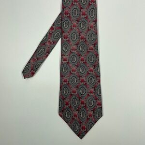 Zylos Red Paisley Medallion Silk Necktie Mens OS 4 Inch Wide Tie